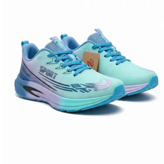 Denimars Light Blue Running Shoes – Pink & Purple Accents